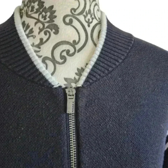 Athleta Venture Sweater Black White  Zipper Closure Cotton Women's size Large - Picture 7 of 15